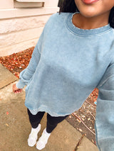Poppie Vintage Wash Pullover - Blue