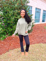 Poppie Vintage Wash Pullover - Olive