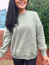 Poppie Vintage Wash Pullover - Olive