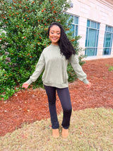 Poppie Vintage Wash Pullover - Olive