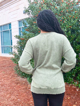 Poppie Vintage Wash Pullover - Olive