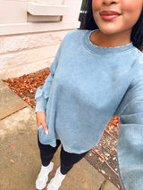 Poppie Vintage Wash Pullover - Blue
