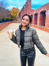 Pop Off Puffer Coat - Olive