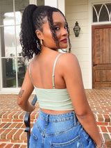 Flirt Alert Corset Top - Sage
