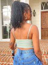 Flirt Alert Corset Top - Sage