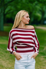Signature Stripes Sweater - Burgundy