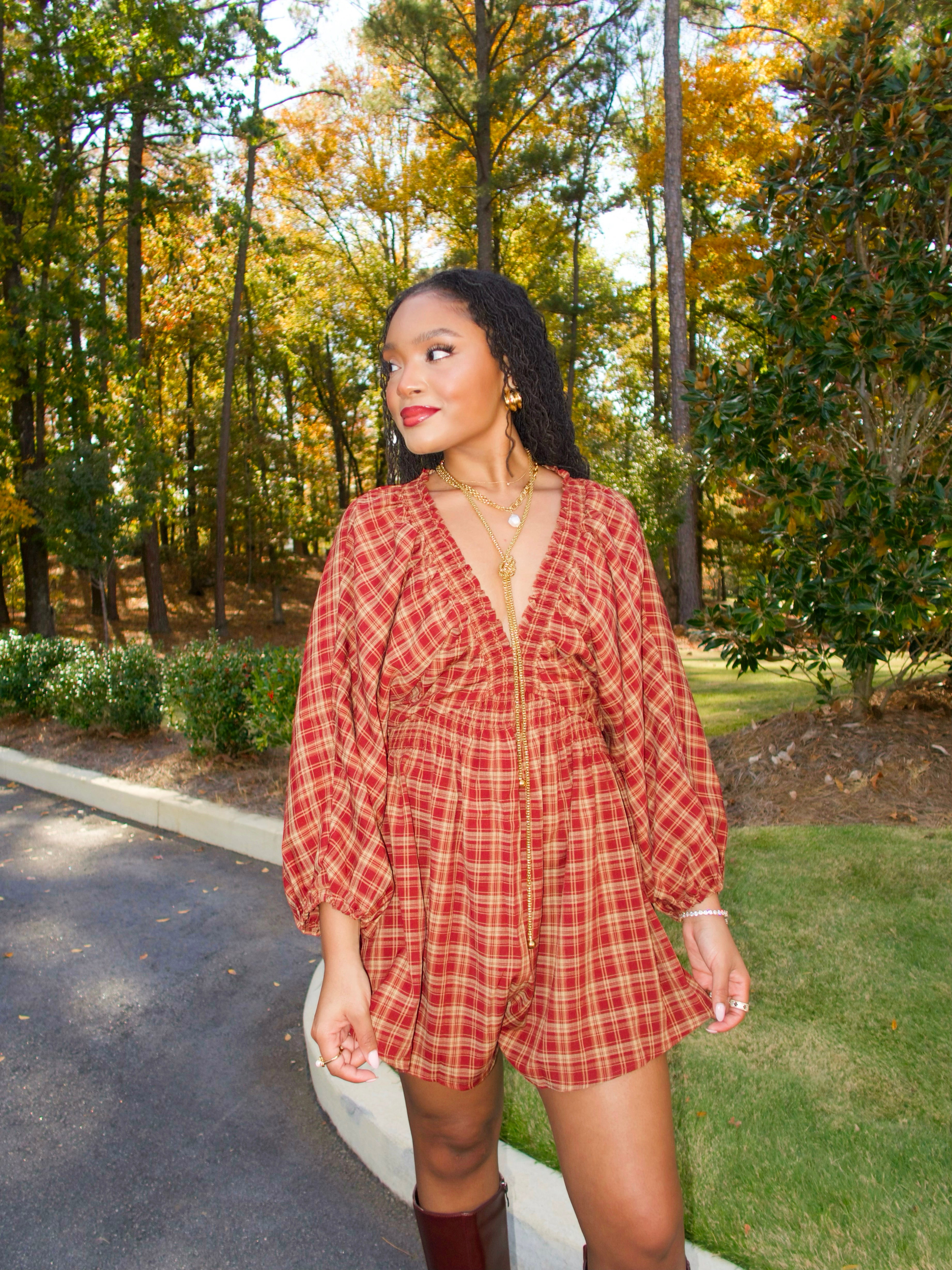 Mulberry Plaid Romper