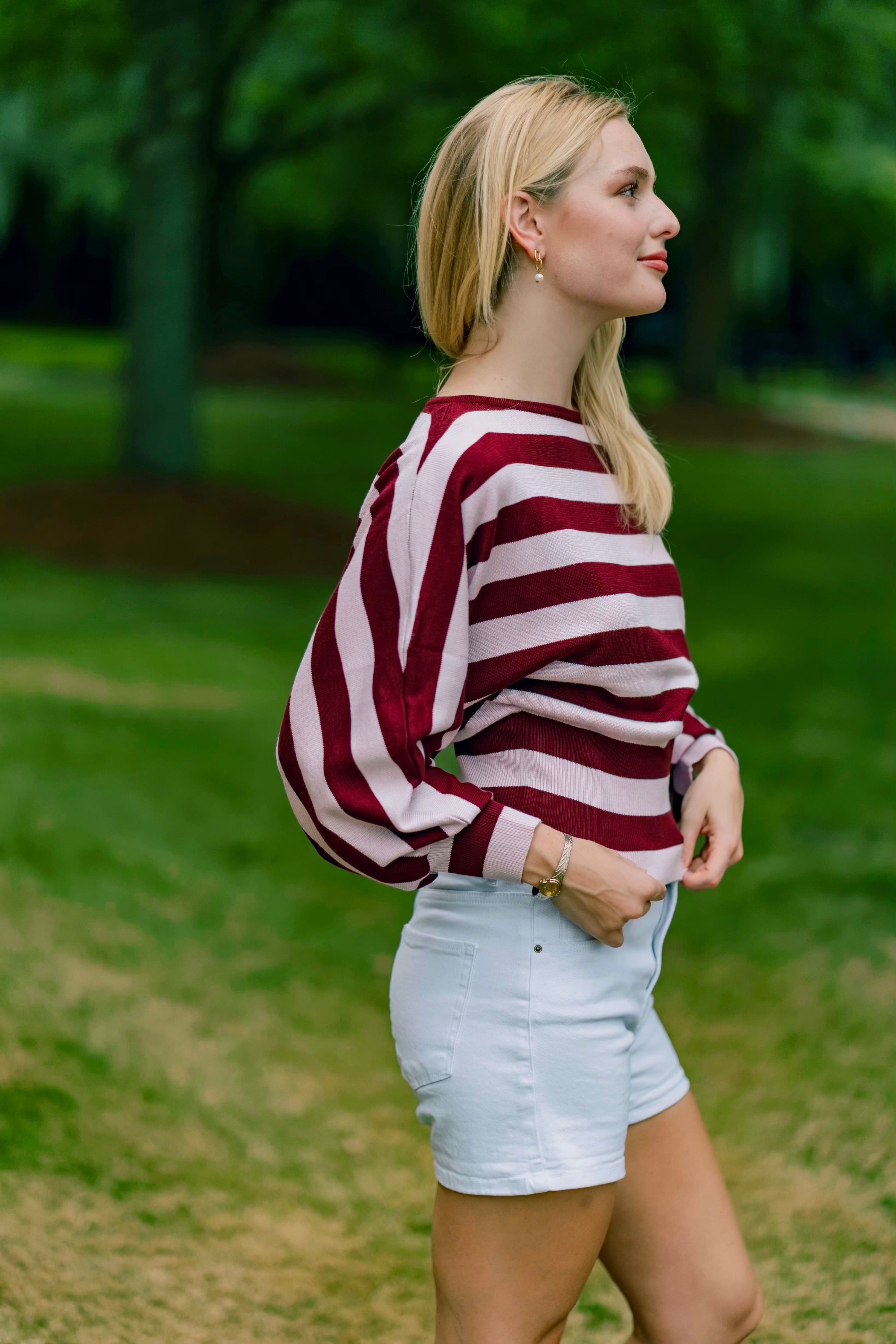 Signature Stripes Sweater - Burgundy