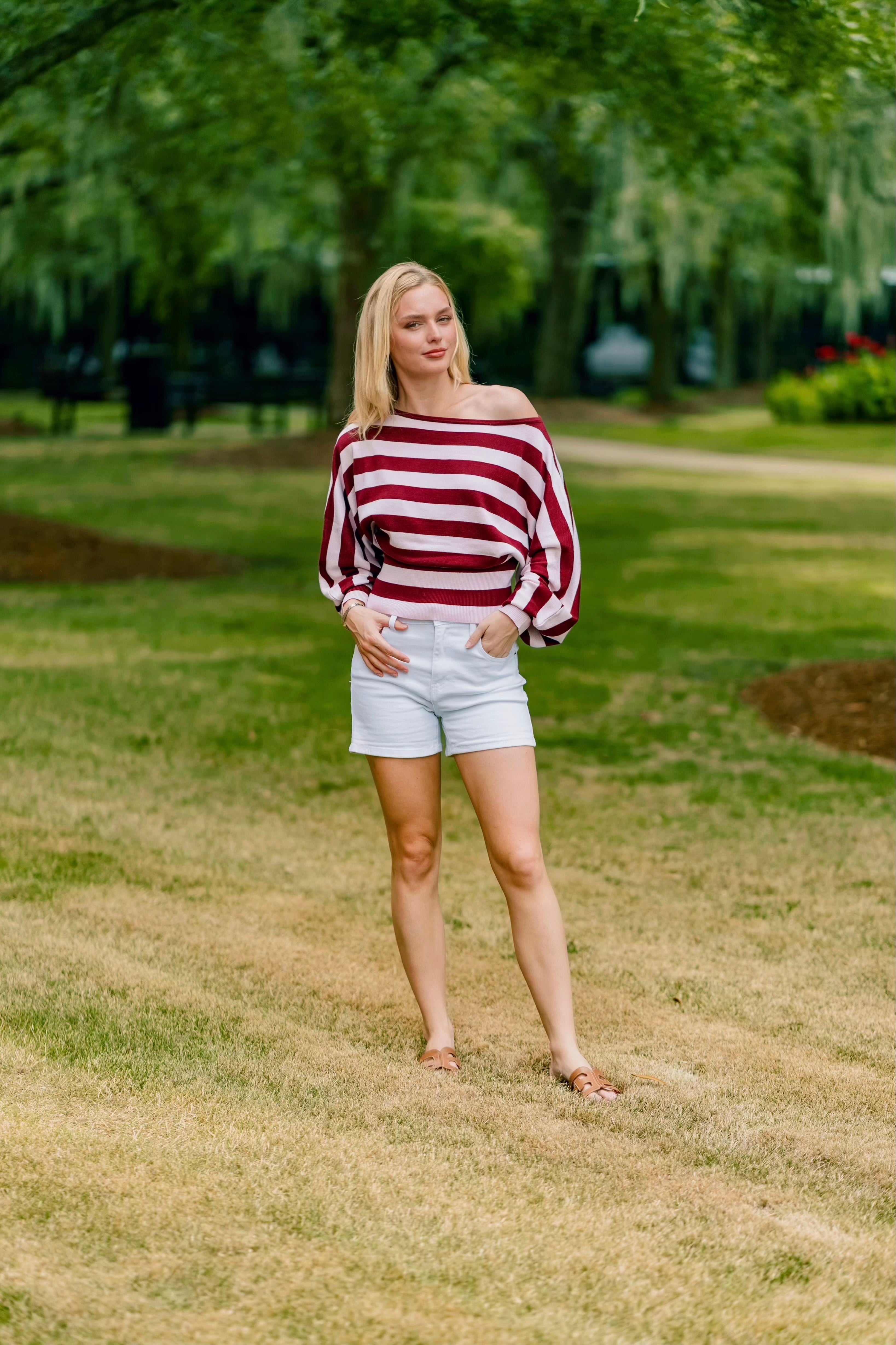 Signature Stripes Sweater - Burgundy