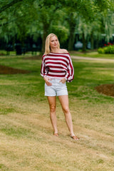 Signature Stripes Sweater - Burgundy
